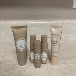 Penhaligons Luna Mist, Lip Balm and Lotion Set and Natrium Lip Balm.